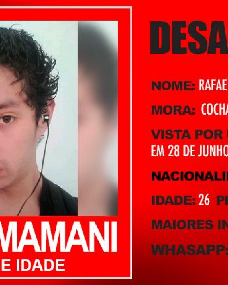 Desaparecido o boliviano RAFAEL CRISTIAN MAMANI GUTIERREZ