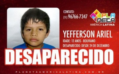 Desaparecido YEFFERSON ARIEL, garoto boliviano de 12 anos