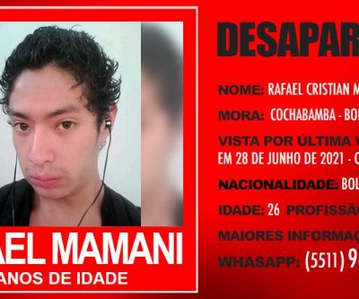 Desaparecido o boliviano RAFAEL CRISTIAN MAMANI GUTIERREZ