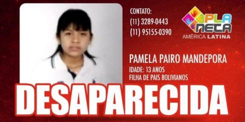 PAMELA PAIRO de 13 anos, desaparecida em São Paulo