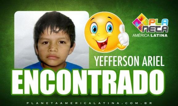 Encontrado YEFFERSON ARIEL, menino boliviano de 12 anos