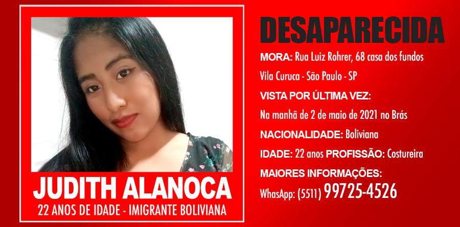 DESAPARECIDA - Judith Alanoca de nacionalidade boliviana