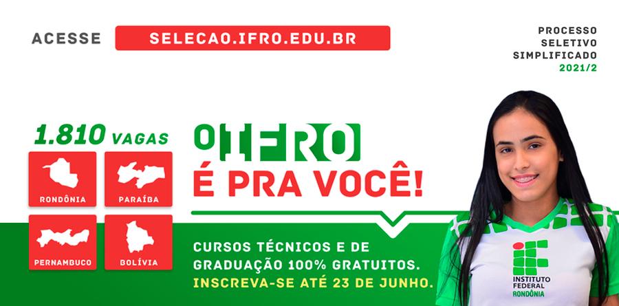 Cursos 100% gratuitos para o 2º semestre no IFRO.