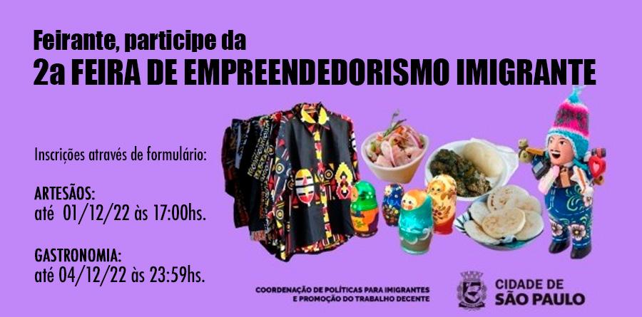 Inscrições para feirantes: 2ª Feira de Empreendedorismo Imigrante